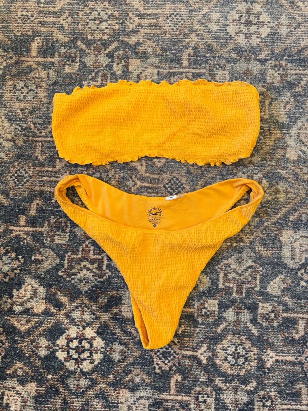 Mustard Yellow Smocked Bikini Set - Two Piece Swim